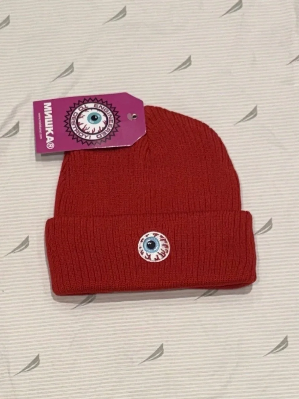 MISHKA Red Solid Beanie Hat One Size Men's Winter Knit Cap Style